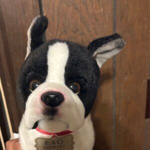 FAO Schwarz Black and White Dog Plush Toy